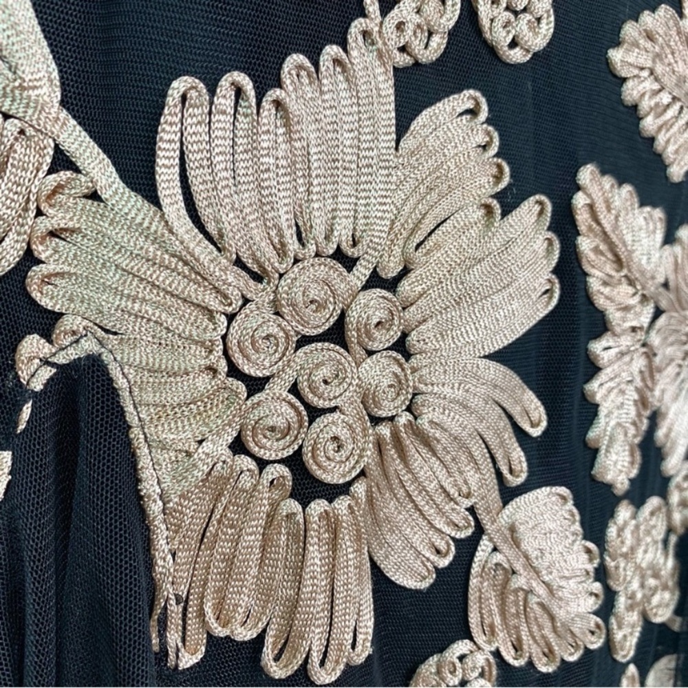 Alex Evenings Floral Embroidered Stretch Tulle Gown Maxi Dress Size 16 Tan Black - Picture 8 of 13